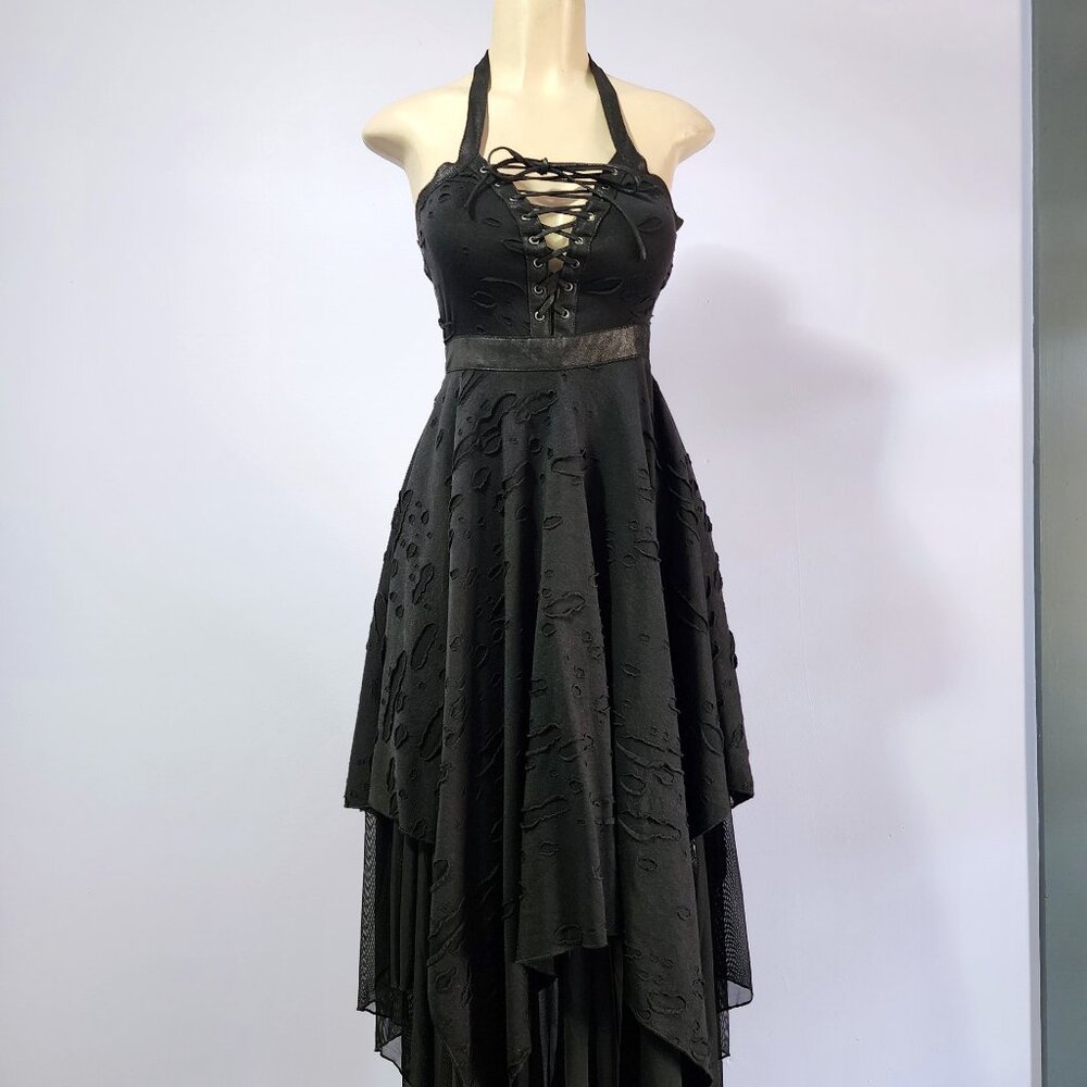 Killstar Black Gothic Halter Neck Lace-Up Badlands Dress Size Small Kill Star